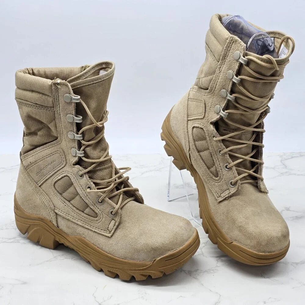 Corcoran Military Leather Boots Mens 6 Women 8 Brown USA Vibram Combat Steel Toe